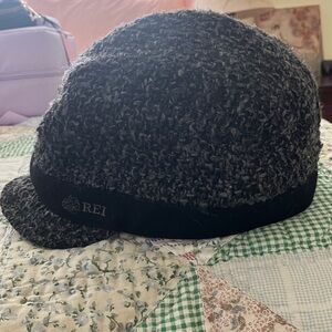 Stylish Black and Gray Tweed REI Cap with small brim